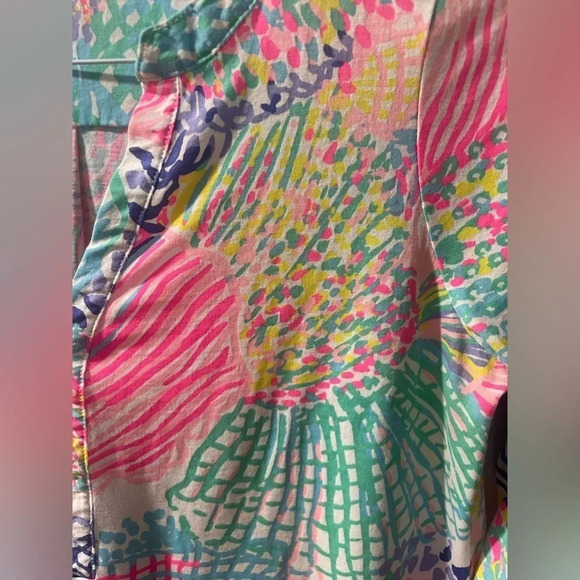 Lilly Pulitzer Ali Dress Pink Roar of The Seas, Pima Cotton V Neck - Picture 6 of 7